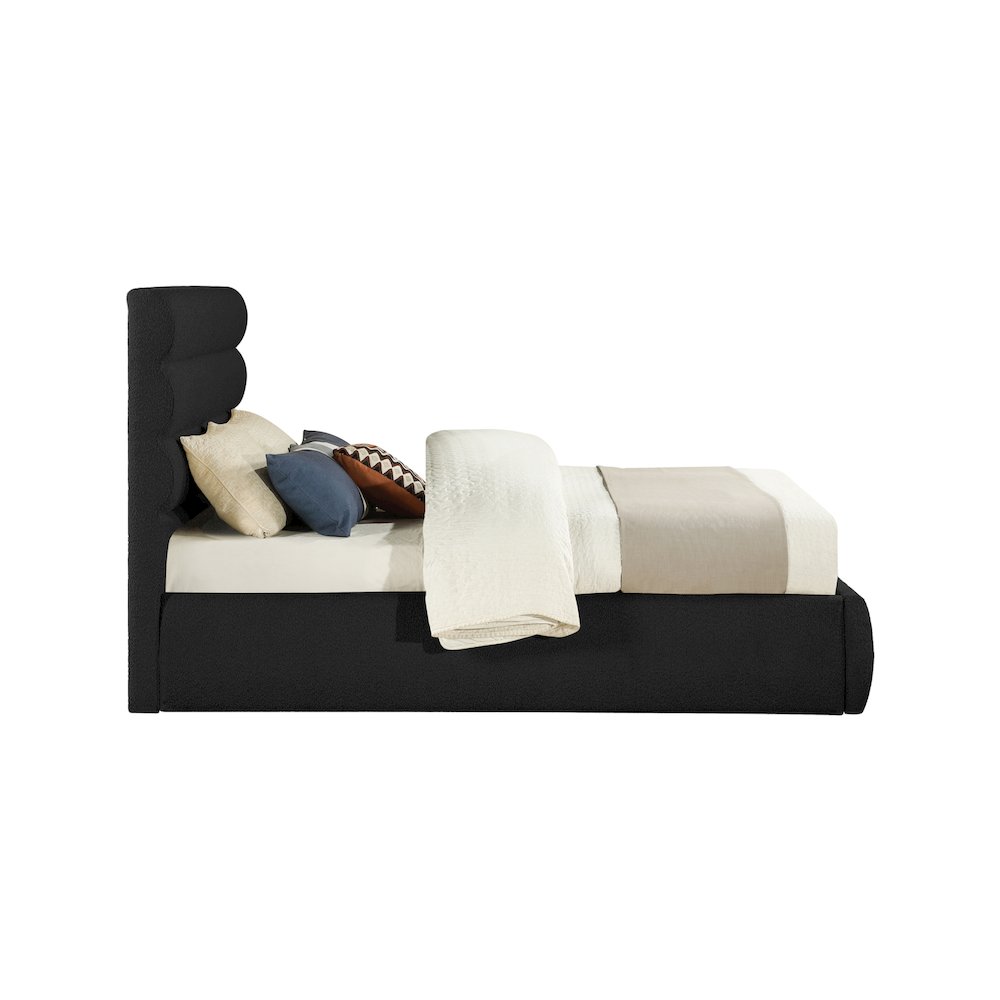 Adam Black Boucle Fabric Queen Bed. Picture 3