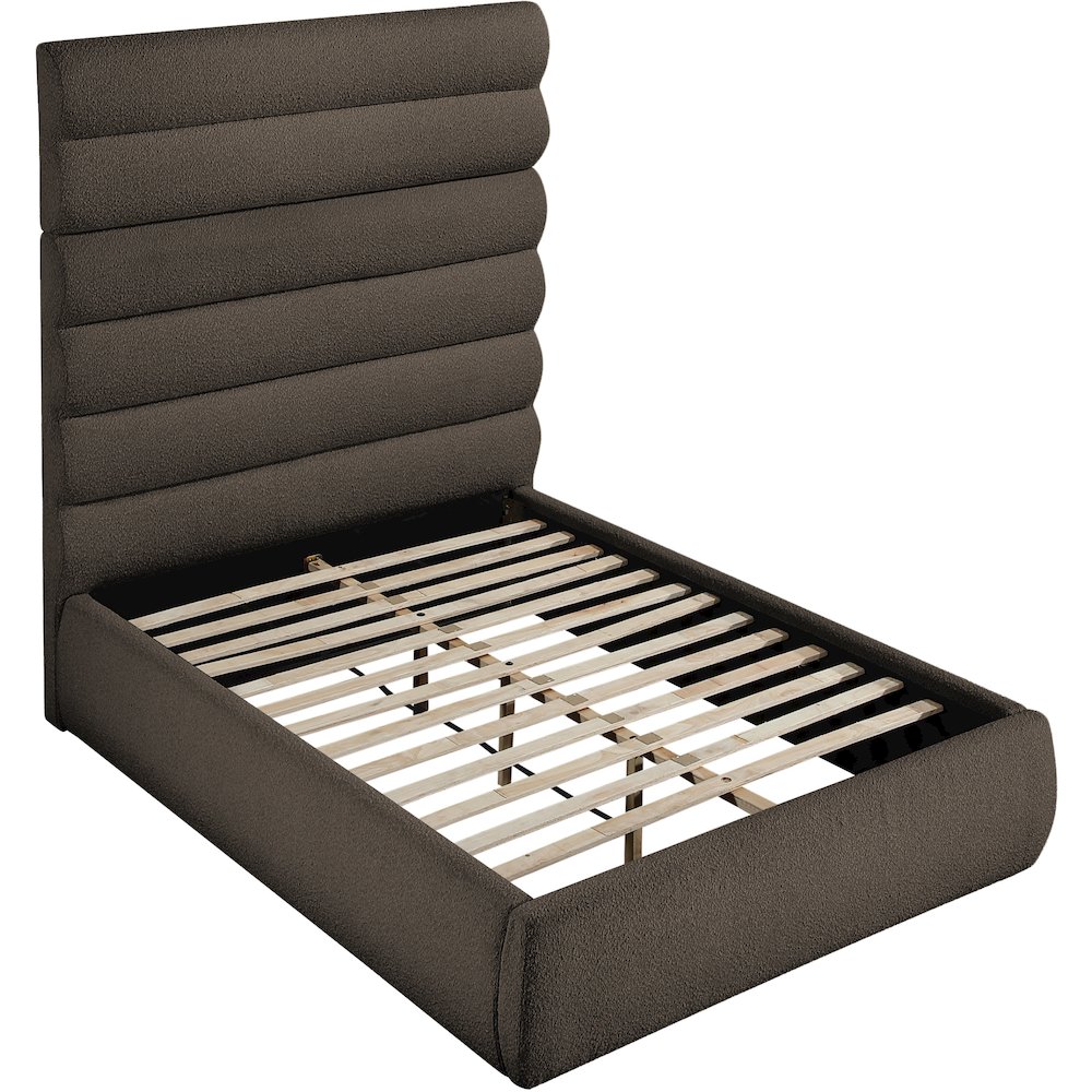 Adam Brown Boucle Fabric Full Bed. Picture 5