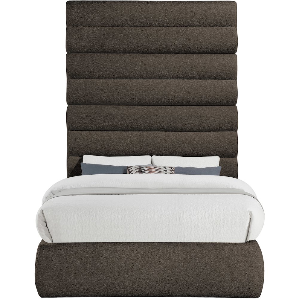 Adam Brown Boucle Fabric Full Bed. Picture 2