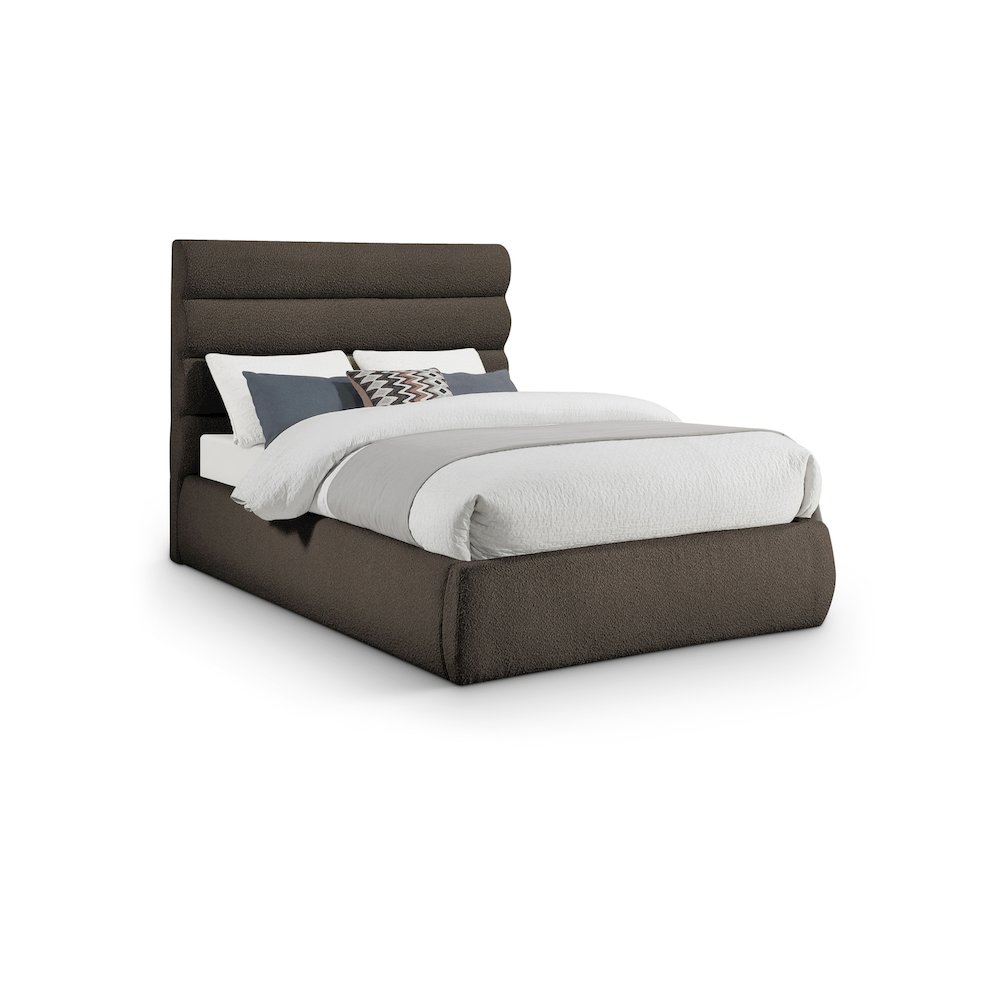Adam Brown Boucle Fabric Full Bed. Picture 1