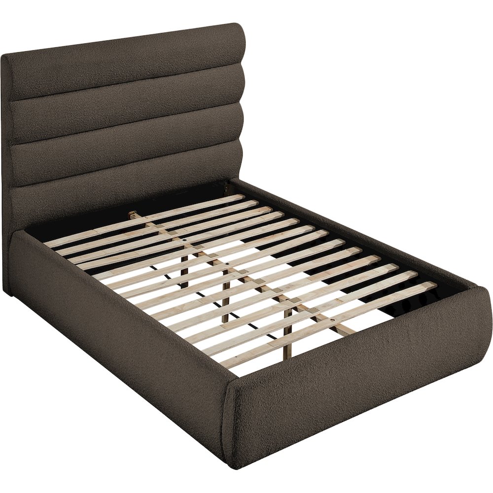 Adam Brown Boucle Fabric Full Bed. Picture 5