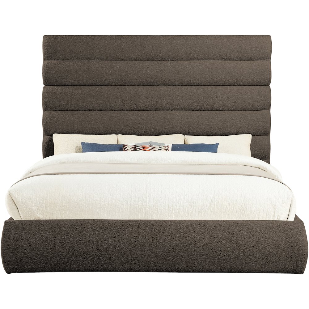 Adam Brown Boucle Fabric King Bed. Picture 2
