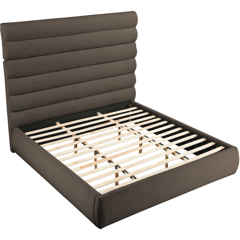 Adam Brown Boucle Fabric King Bed. Picture 5
