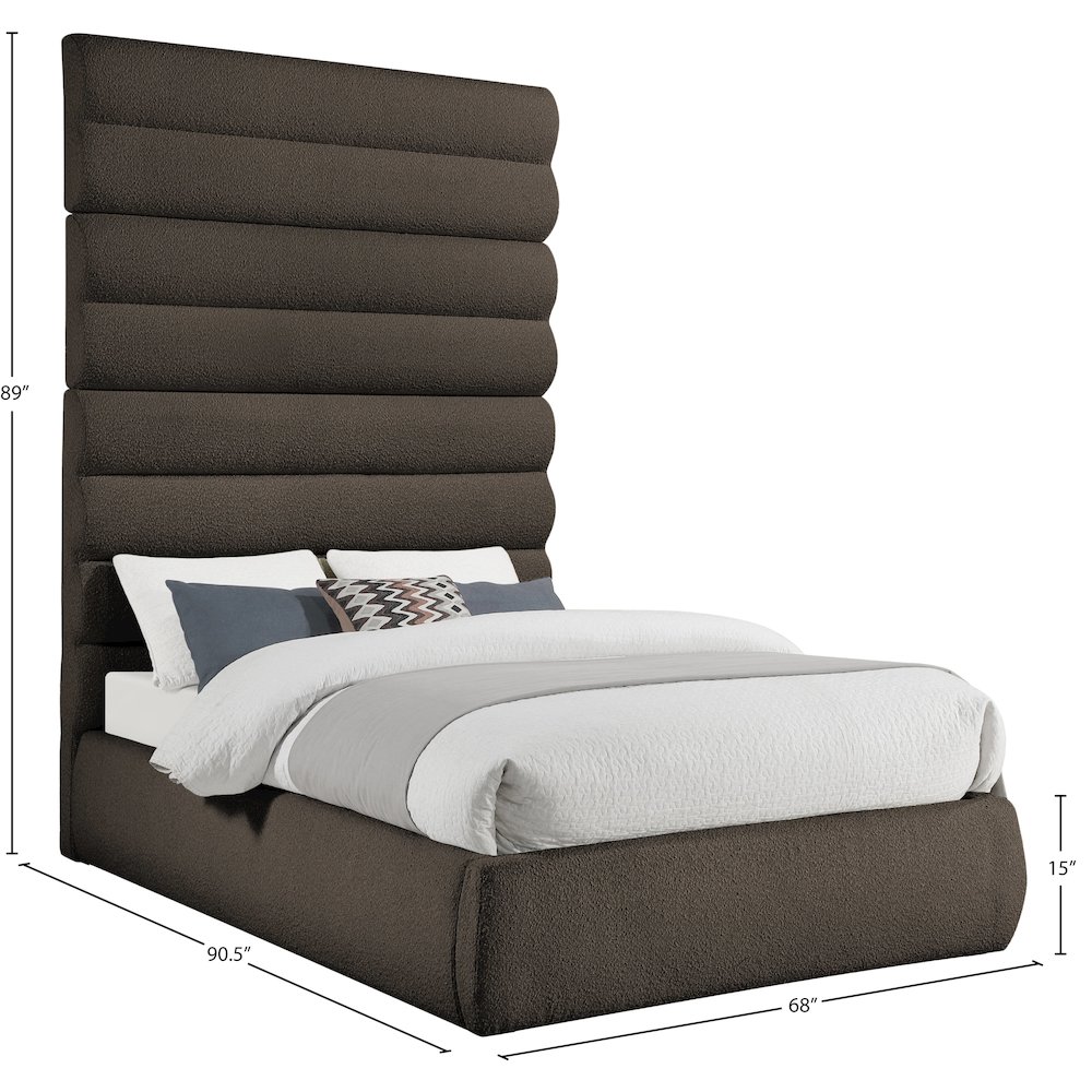 Adam Brown Boucle Fabric King Bed. Picture 8