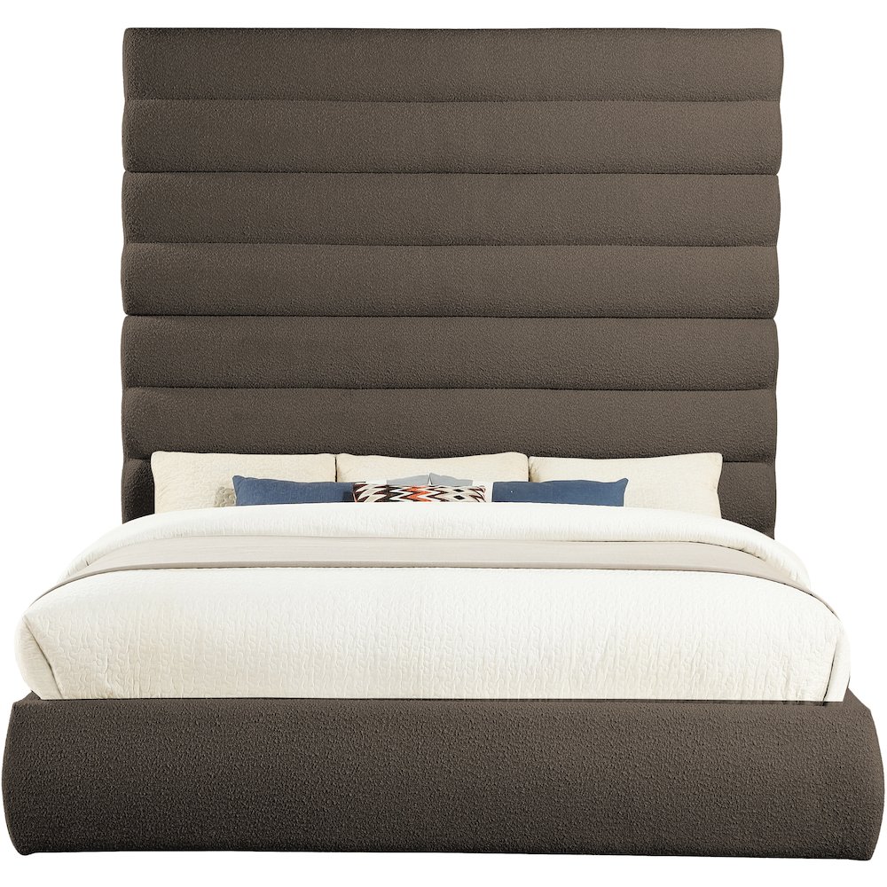 Adam Brown Boucle Fabric King Bed. Picture 2