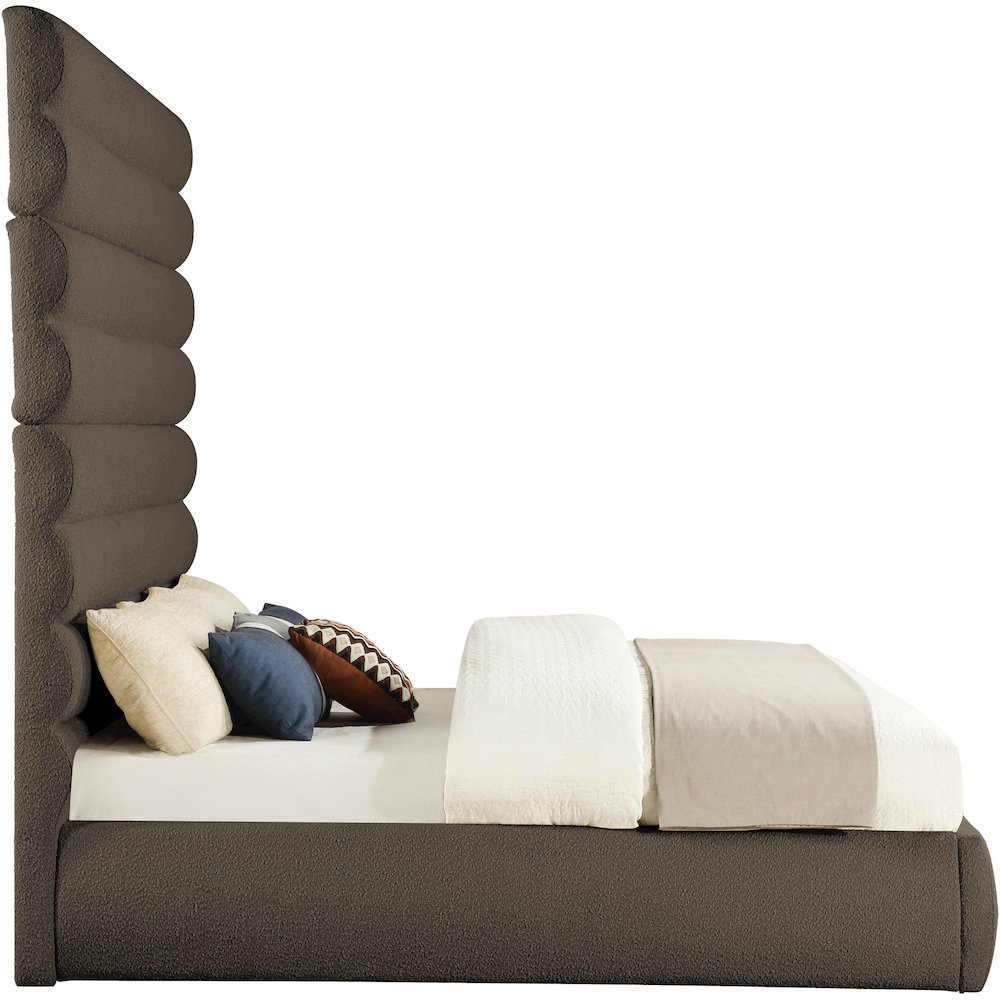 Adam Brown Boucle Fabric King Bed. Picture 3