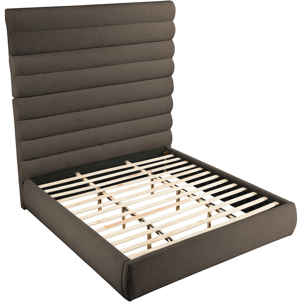 Adam Brown Boucle Fabric King Bed. Picture 5