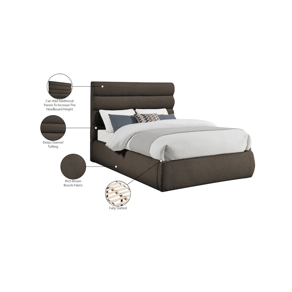 Adam Brown Boucle Fabric King Bed. Picture 9