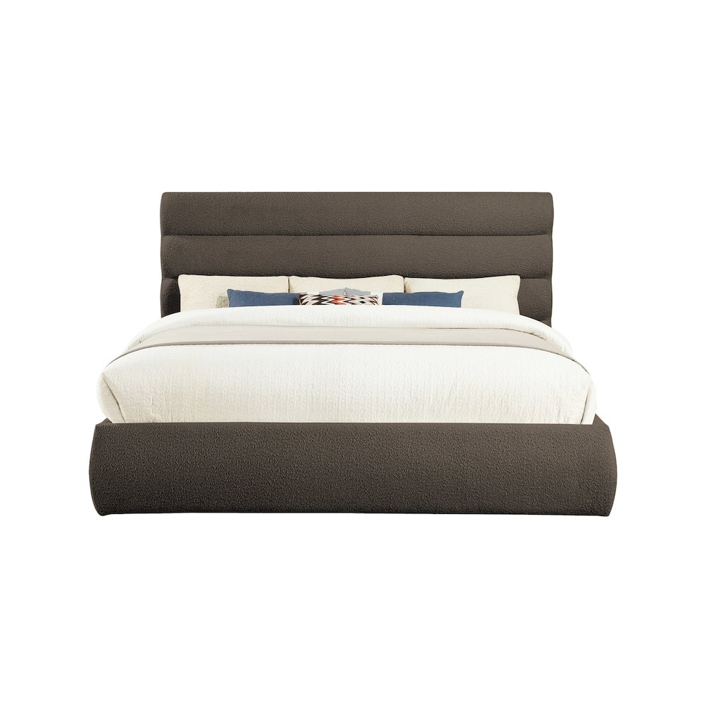 Adam Brown Boucle Fabric King Bed. Picture 2