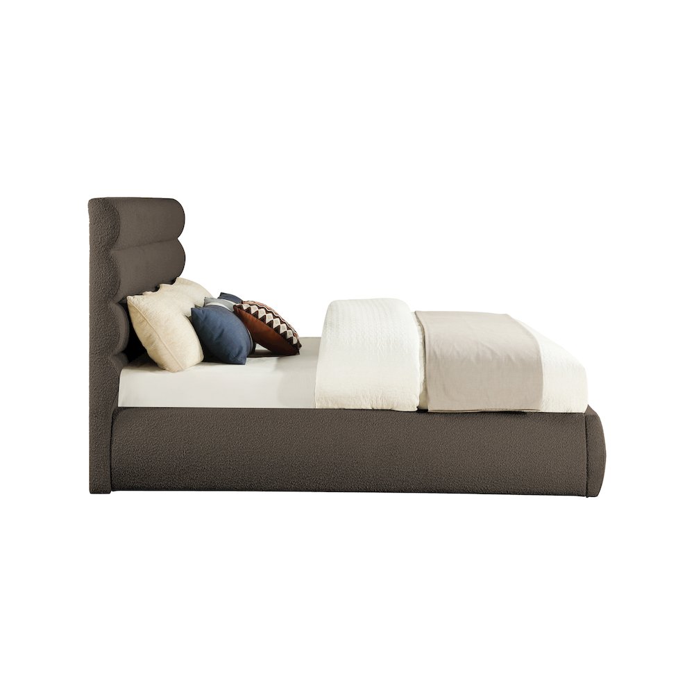 Adam Brown Boucle Fabric King Bed. Picture 3