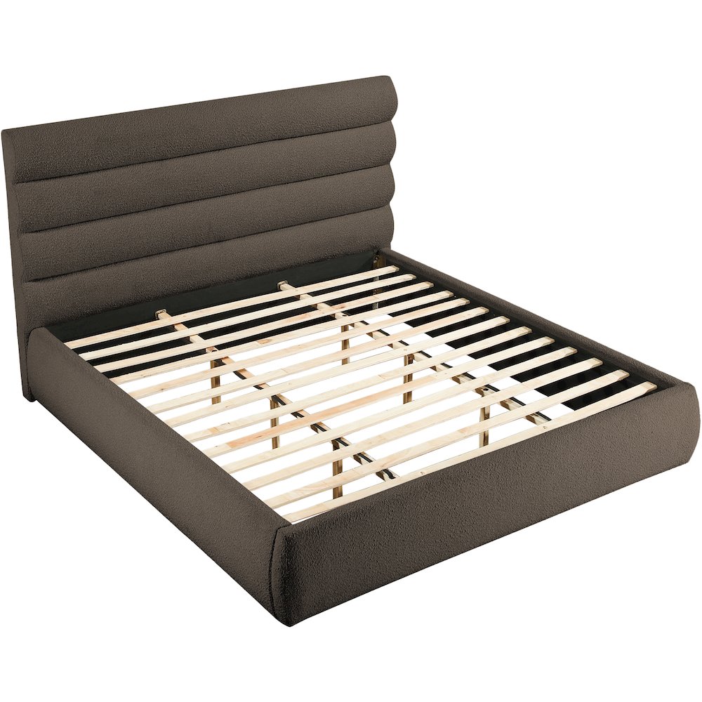 Adam Brown Boucle Fabric King Bed. Picture 5
