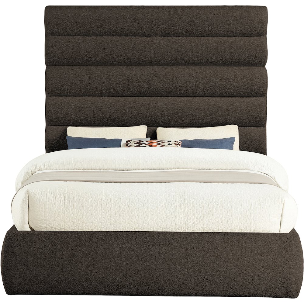 Adam Brown Boucle Fabric Queen Bed. Picture 2