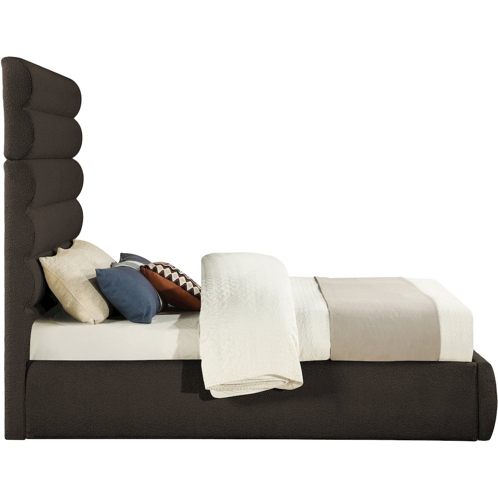 Adam Brown Boucle Fabric Queen Bed. Picture 3