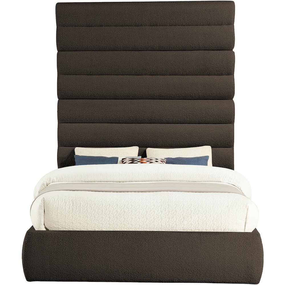 Adam Brown Boucle Fabric Queen Bed. Picture 2