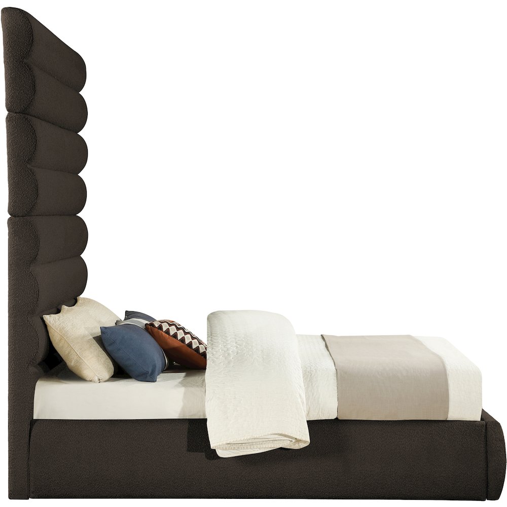 Adam Brown Boucle Fabric Queen Bed. Picture 3