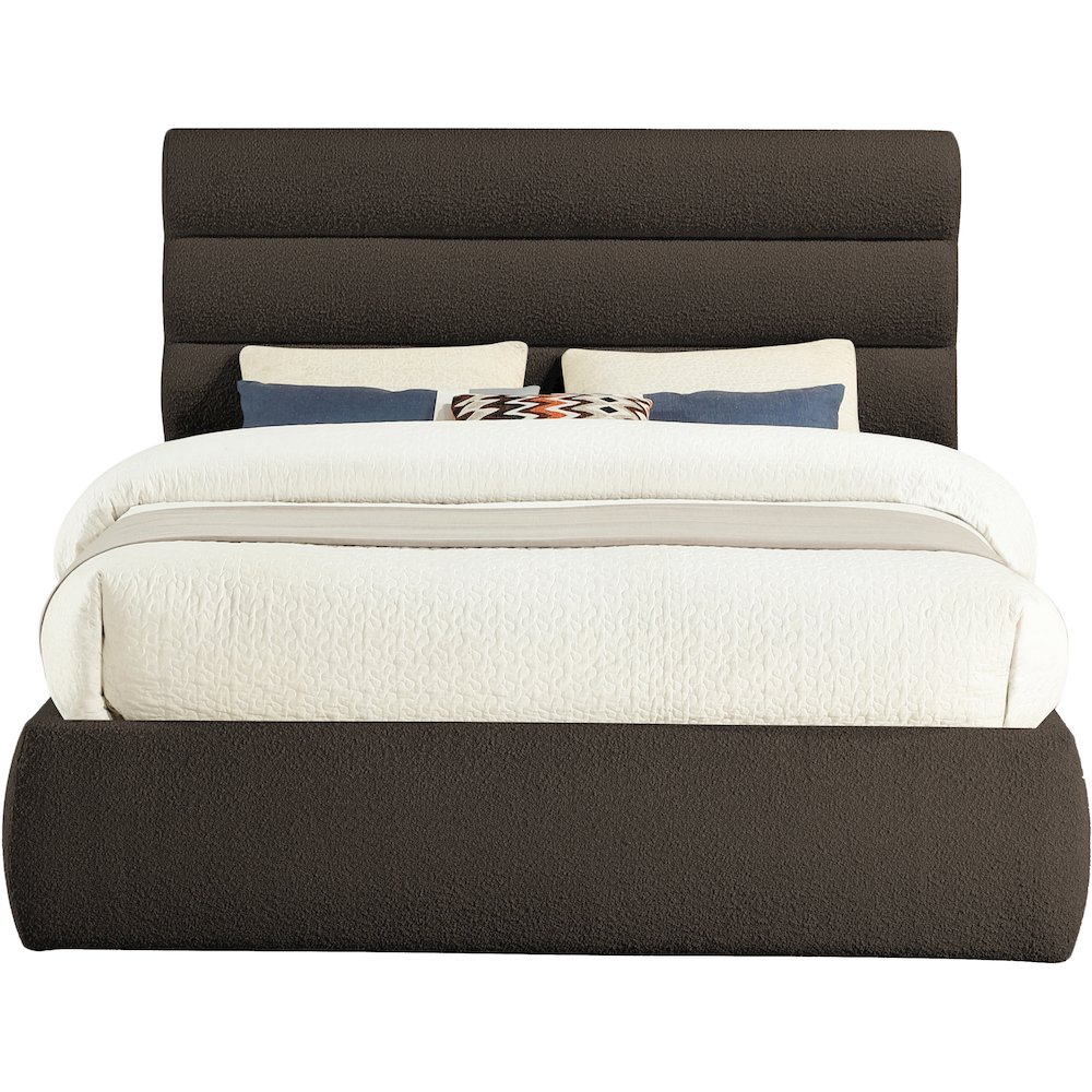 Adam Brown Boucle Fabric Queen Bed. Picture 2