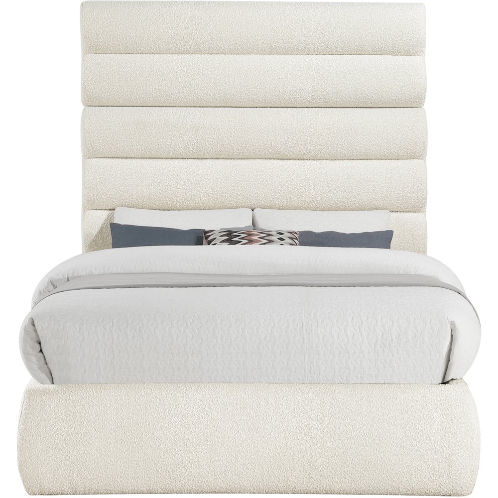 Adam Cream Boucle Fabric Full Bed. Picture 2