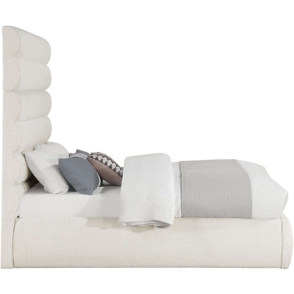 Adam Cream Boucle Fabric Full Bed. Picture 3