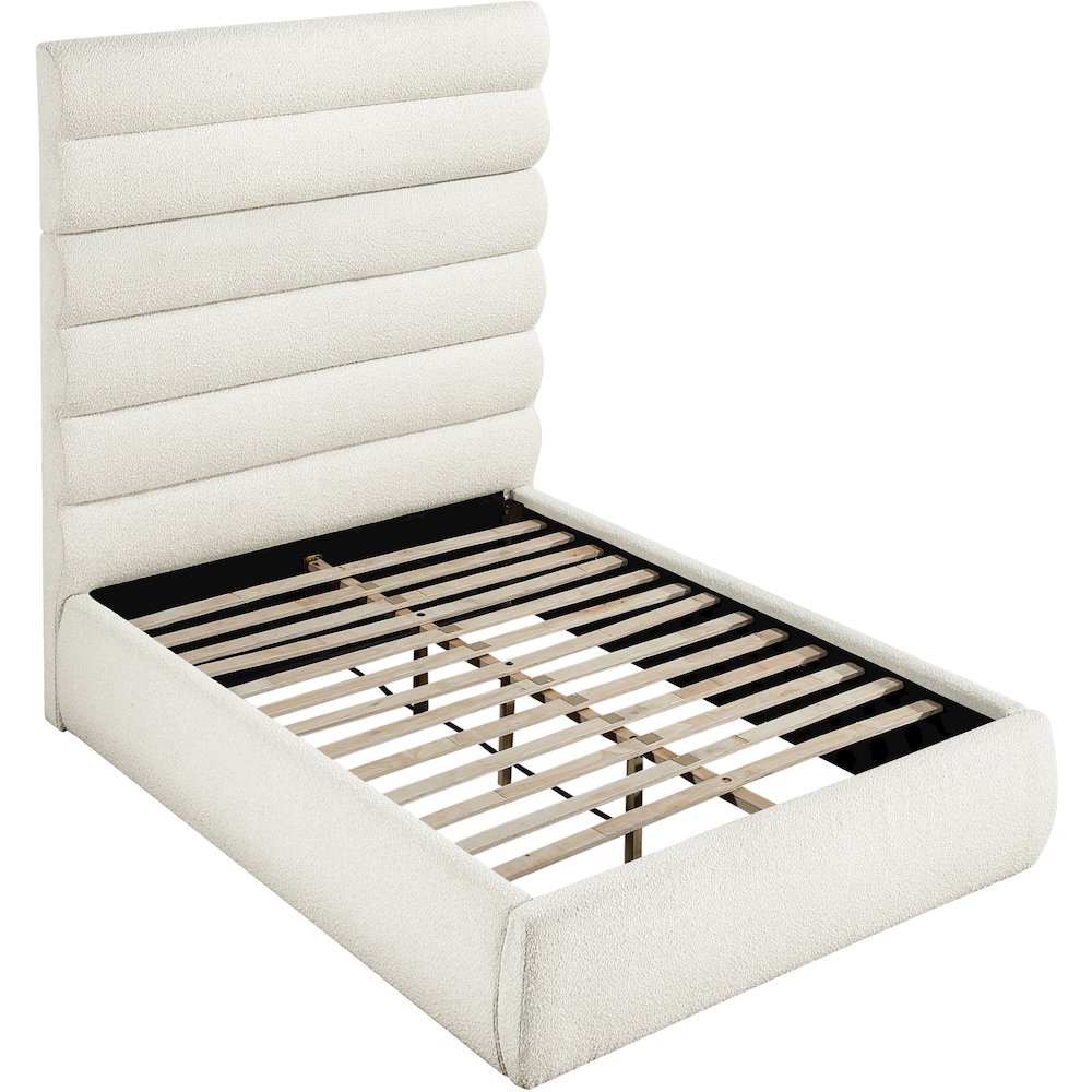 Adam Cream Boucle Fabric Full Bed. Picture 5