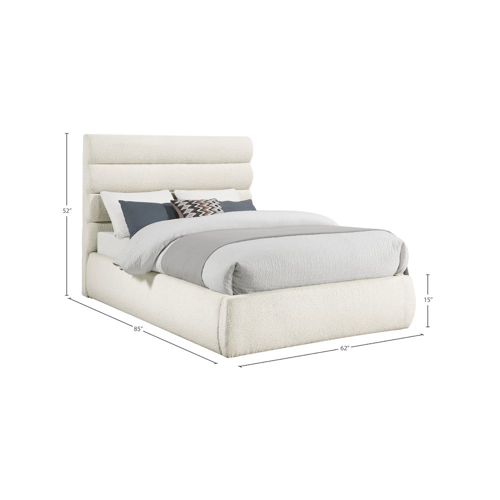 Adam Cream Boucle Fabric Full Bed. Picture 8