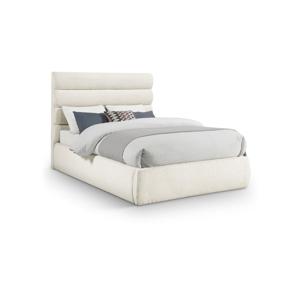Adam Cream Boucle Fabric Full Bed. Picture 1