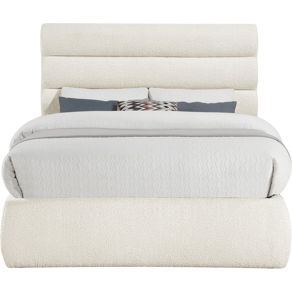 Adam Cream Boucle Fabric Full Bed. Picture 2