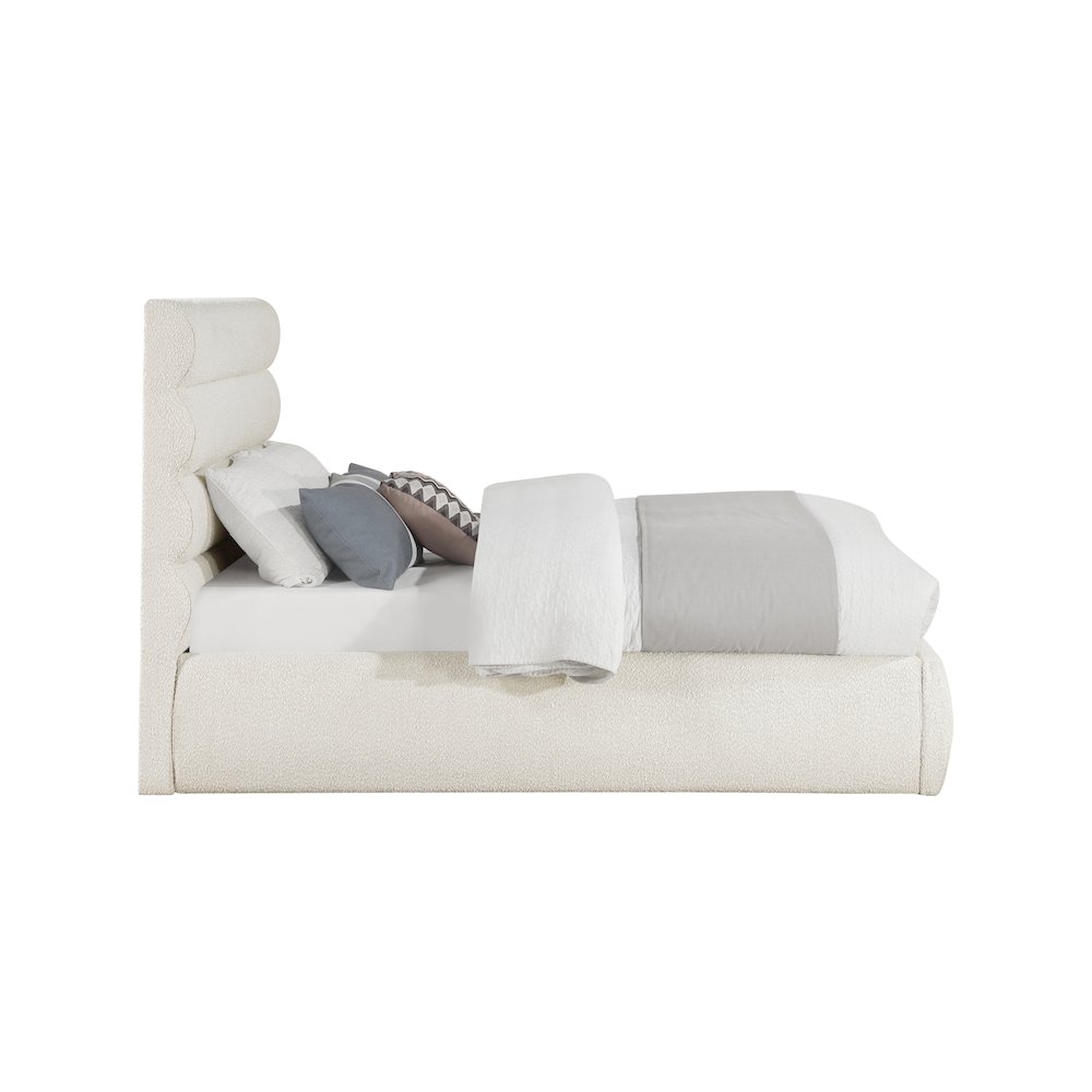 Adam Cream Boucle Fabric Full Bed. Picture 3