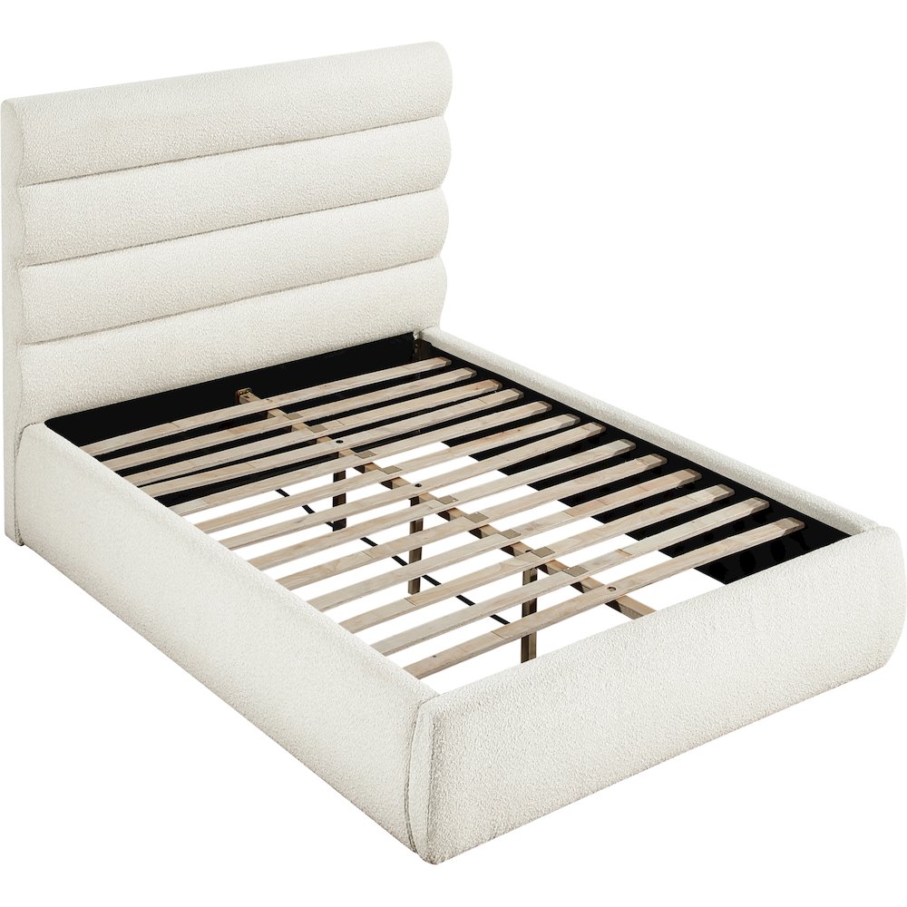 Adam Cream Boucle Fabric Full Bed. Picture 5