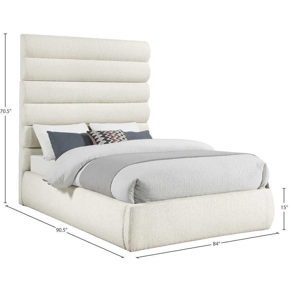 Adam Cream Boucle Fabric King Bed. Picture 8