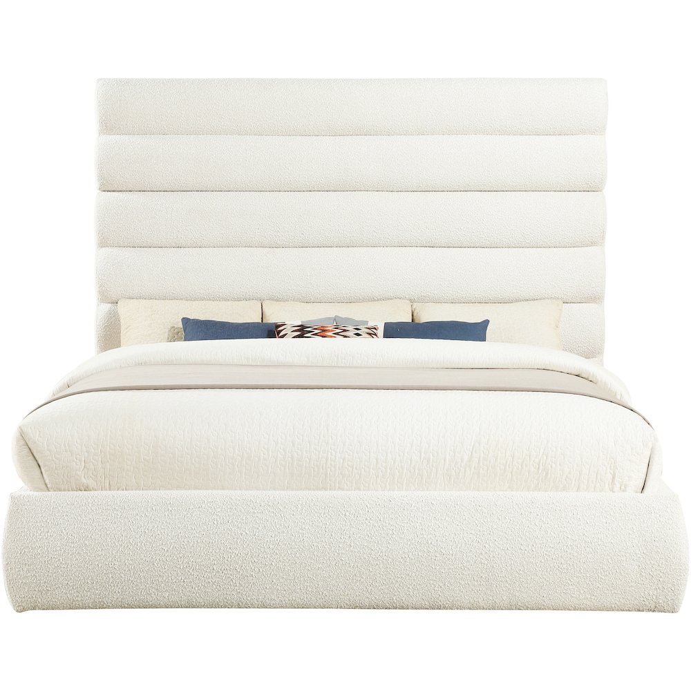 Adam Cream Boucle Fabric King Bed. Picture 2