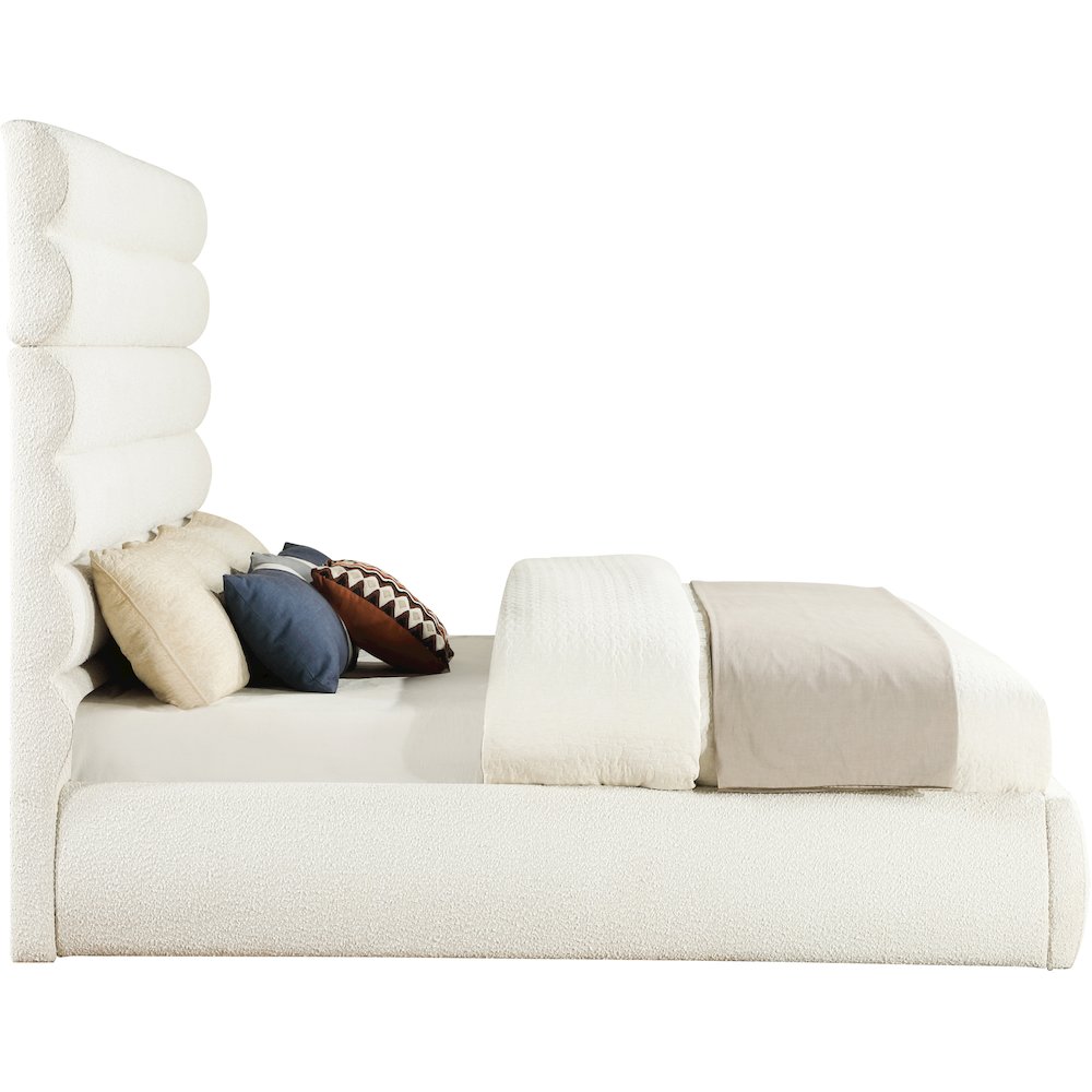 Adam Cream Boucle Fabric King Bed. Picture 3