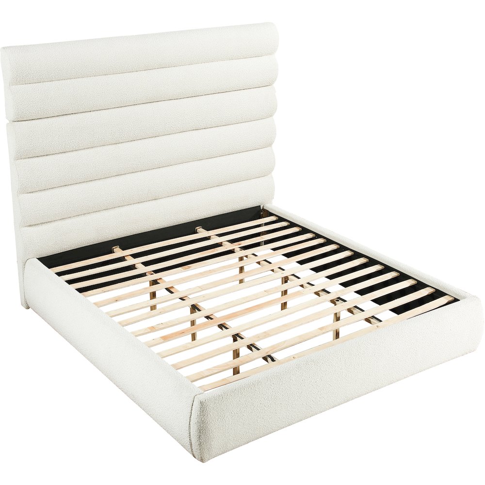 Adam Cream Boucle Fabric King Bed. Picture 5
