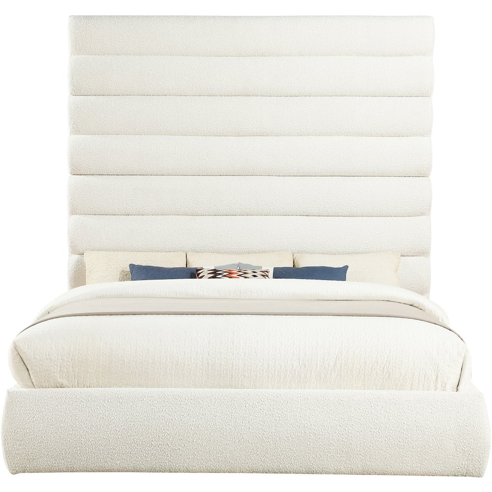 Adam Cream Boucle Fabric King Bed. Picture 2