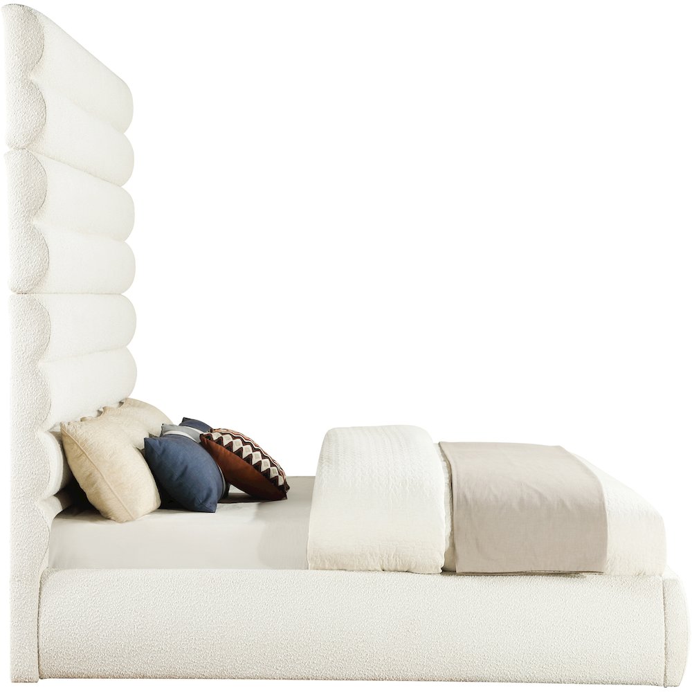 Adam Cream Boucle Fabric King Bed. Picture 3