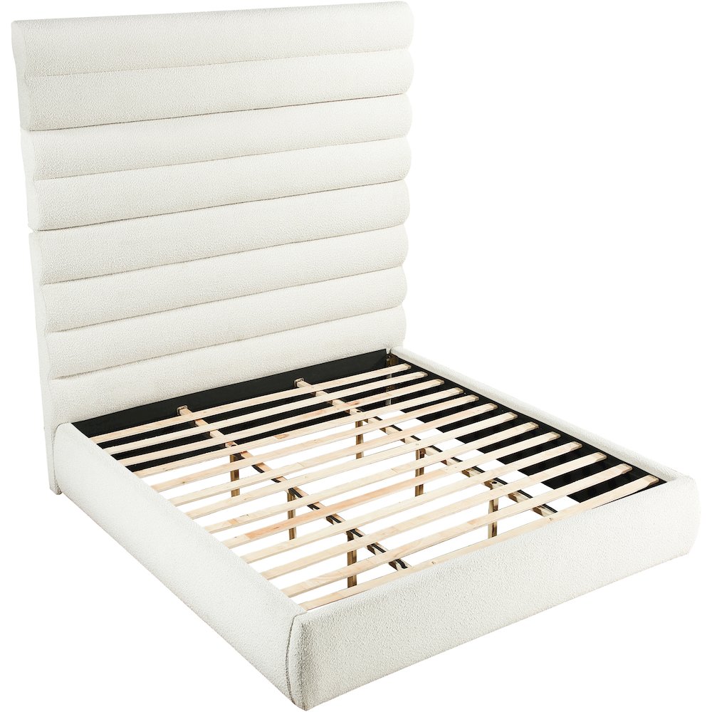 Adam Cream Boucle Fabric King Bed. Picture 5