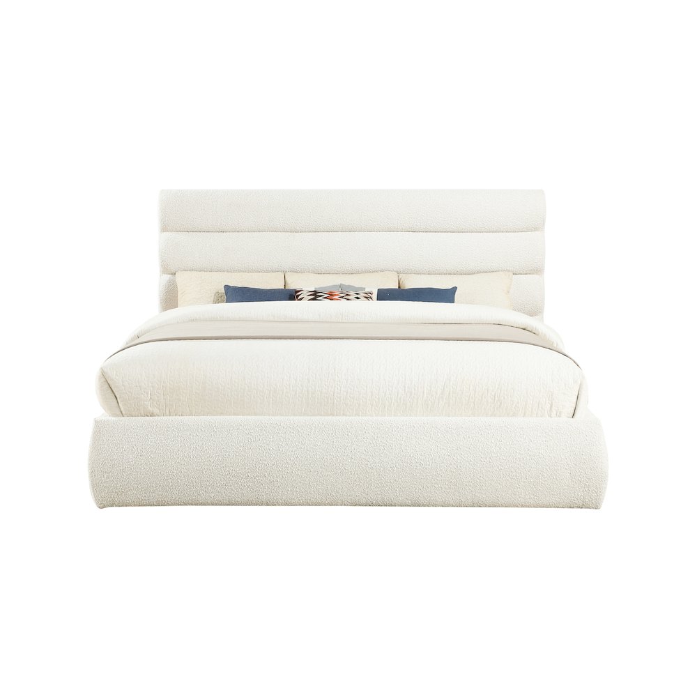 Adam Cream Boucle Fabric King Bed. Picture 2