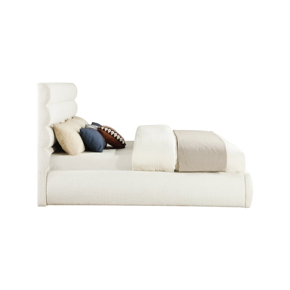 Adam Cream Boucle Fabric King Bed. Picture 3