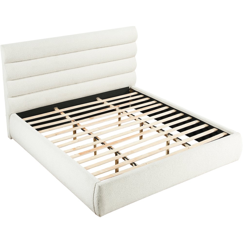 Adam Cream Boucle Fabric King Bed. Picture 5
