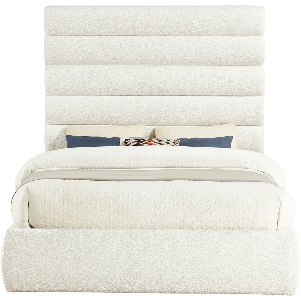 Adam Cream Boucle Fabric Queen Bed. Picture 2