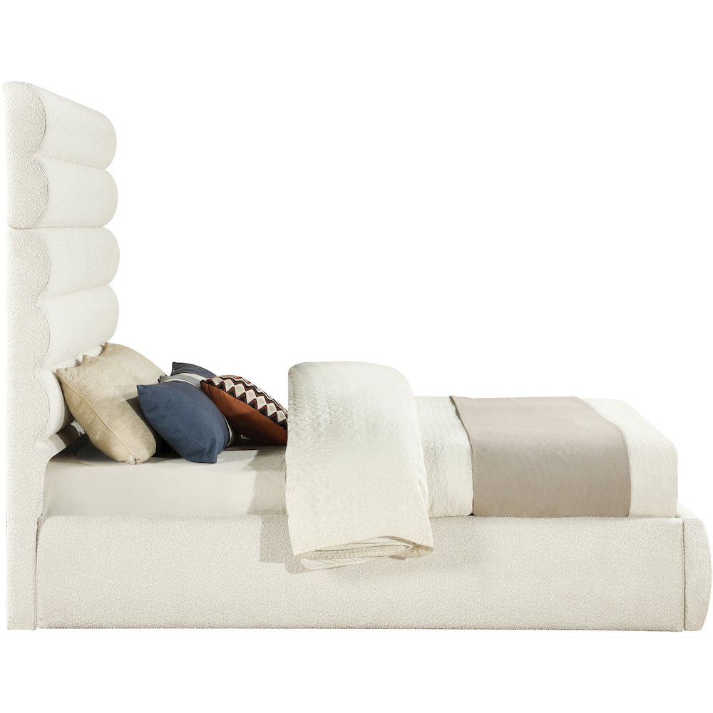 Adam Cream Boucle Fabric Queen Bed. Picture 3