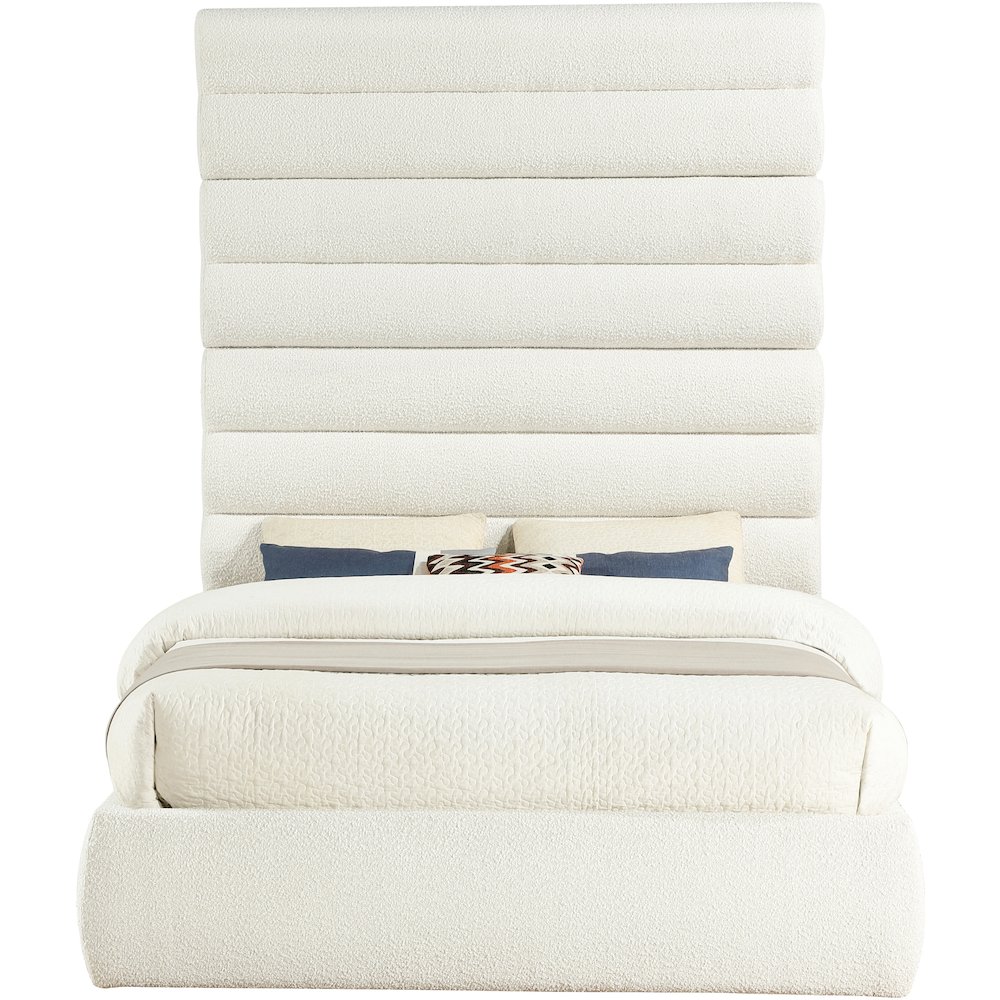 Adam Cream Boucle Fabric Queen Bed. Picture 2