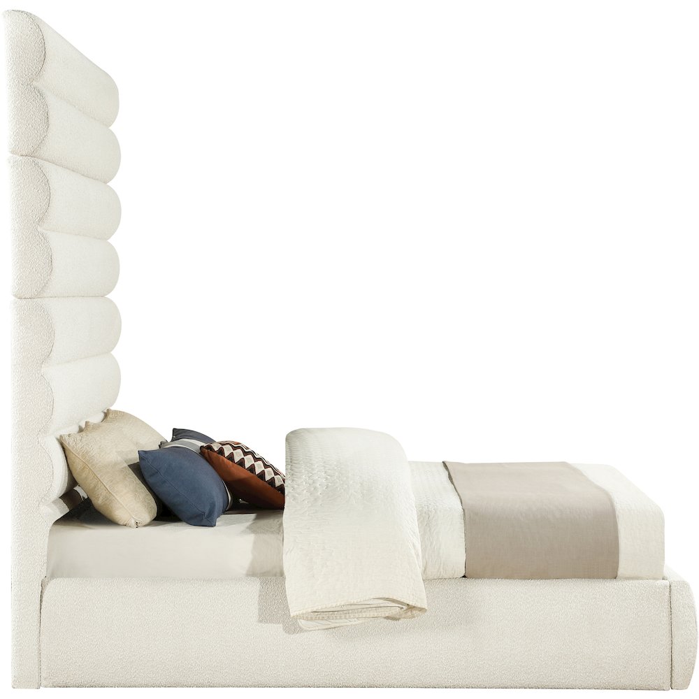 Adam Cream Boucle Fabric Queen Bed. Picture 3