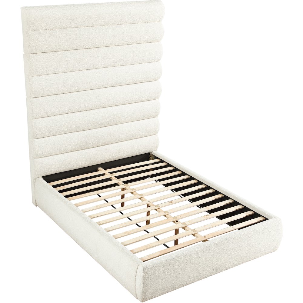 Adam Cream Boucle Fabric Queen Bed. Picture 5