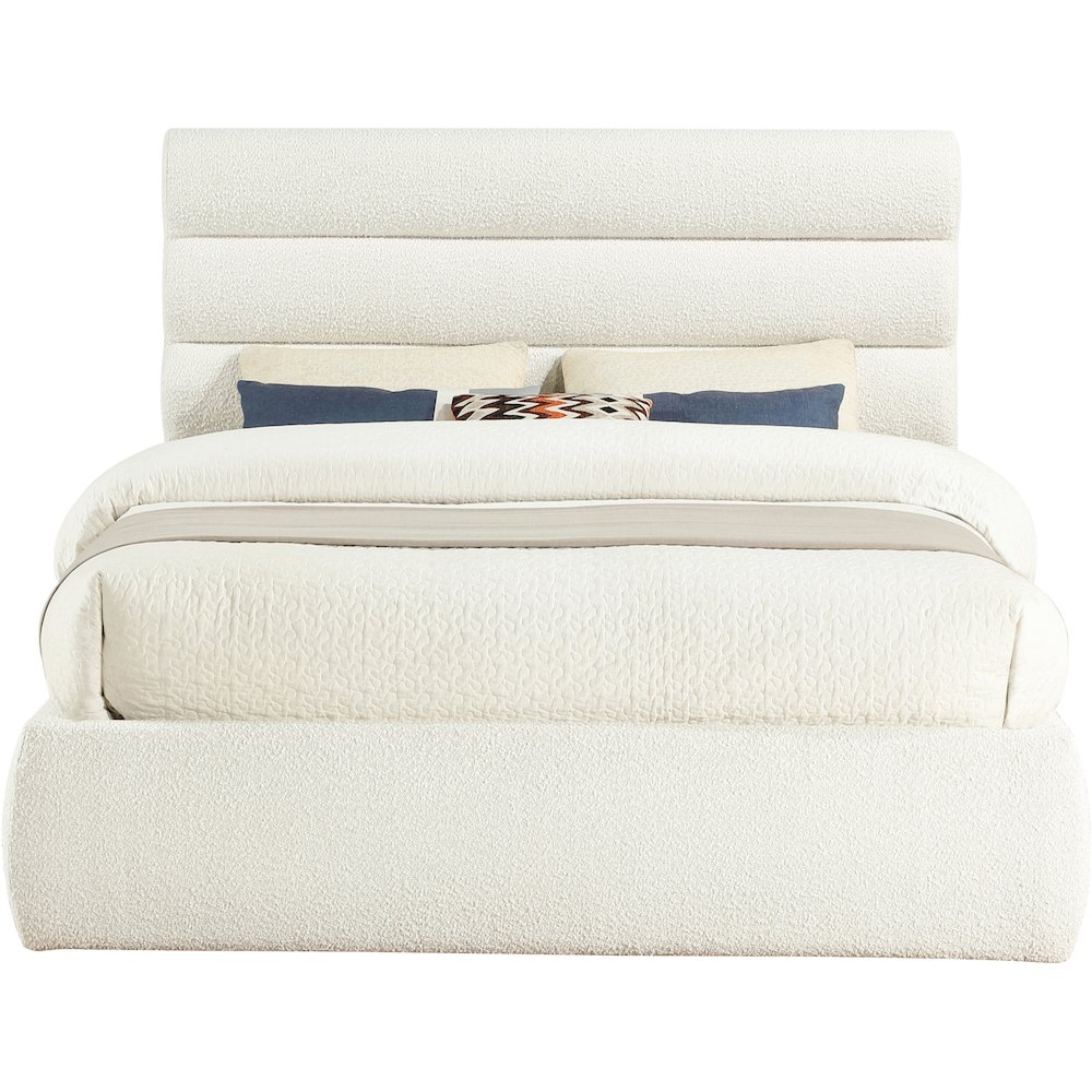 Adam Cream Boucle Fabric Queen Bed. Picture 2