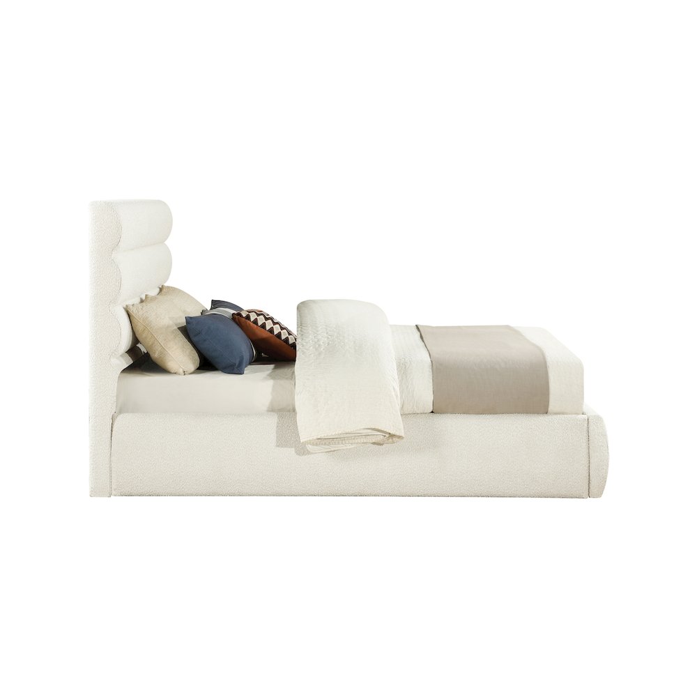 Adam Cream Boucle Fabric Queen Bed. Picture 3