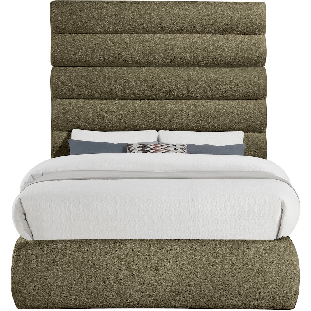 Adam Olive Boucle Fabric Full Bed. Picture 2