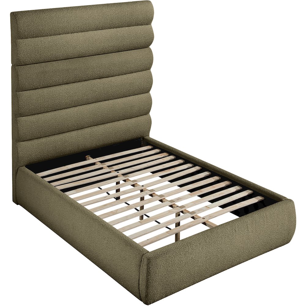 Adam Olive Boucle Fabric Full Bed. Picture 5