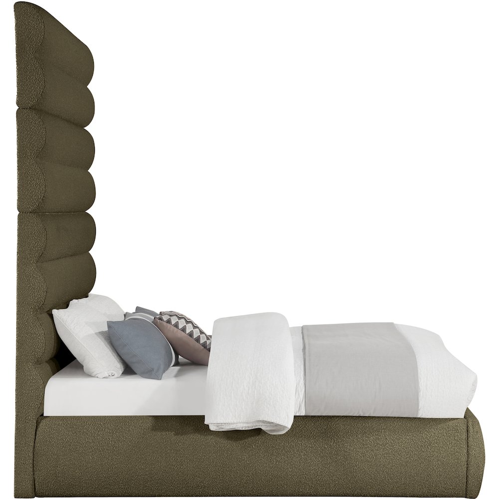 Adam Olive Boucle Fabric Full Bed. Picture 3