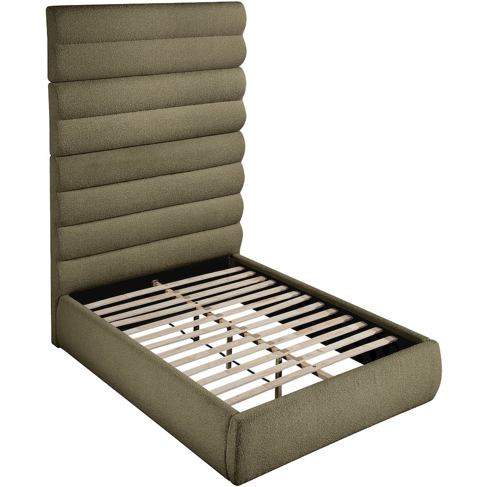 Adam Olive Boucle Fabric Full Bed. Picture 5