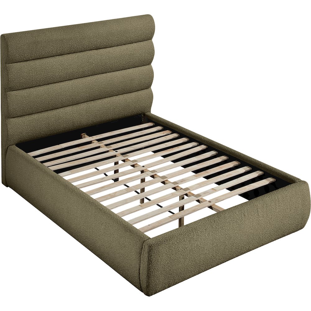 Adam Olive Boucle Fabric Full Bed. Picture 5